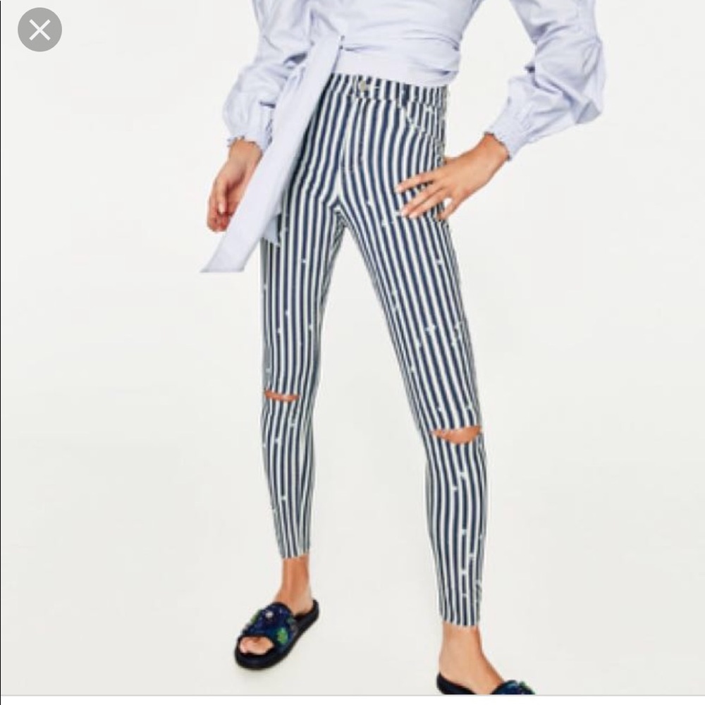 Zara high waisted trafaluc striped jeans